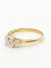 10K 2.6g Solid Yellow Gold White Stone She Said Yes Ring Size 7.5